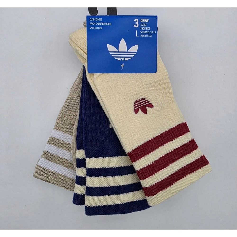 Adidas Crew Socks Unisex L Multicolor Excellence Cushioned Arch Compressio 3 Prs - Picture 5 of 8